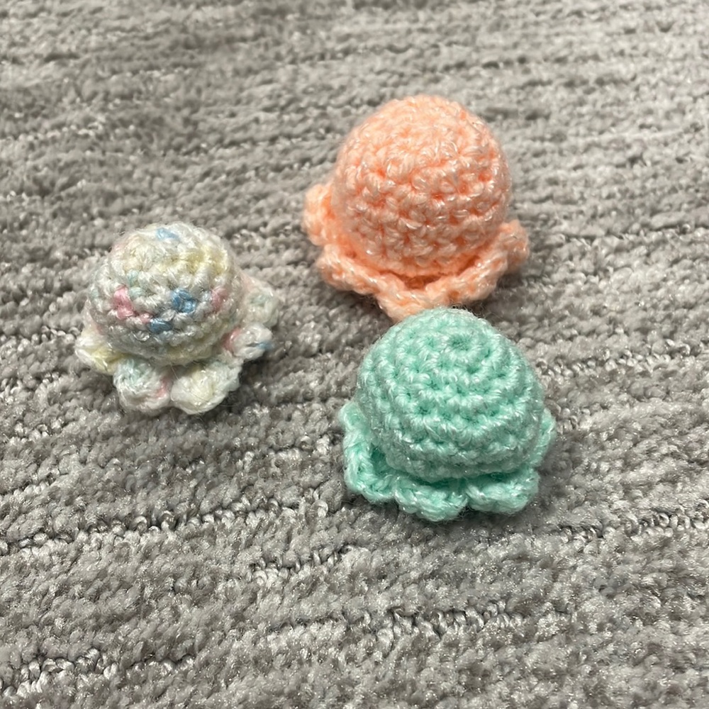 Hand crocheted mini octopus
